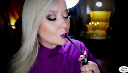 Smoking two Cigaronne cigarettes with magenta lips  [1080p, mp4]