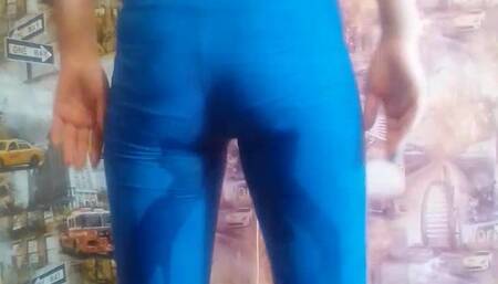 Erika does vigorous exercise and soaks her jeans