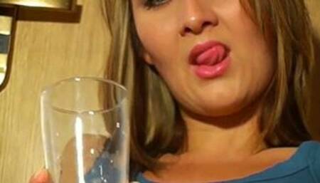 My new lover wants you to get acquired to the taste of his cum so drink this glass for me sweetie - Mistress Amber Leigh - MOV