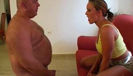 Jerk off into your hand and lick it clean sissy - Mistress Amber Leigh & Slug - MP4 Clip