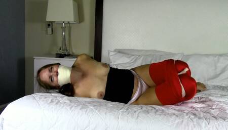 Red Spandex Babysitter Rachel Adams Bound & Gagged (WMV)