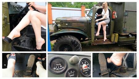 EXCLUSIVE PREMIERE: Sexy Emily makes brutal revving in old russian ZIL 157