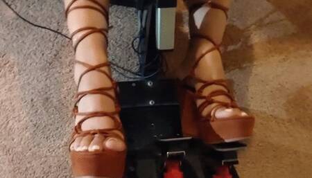 Sexy brown wedge & flip flop simulator pumping