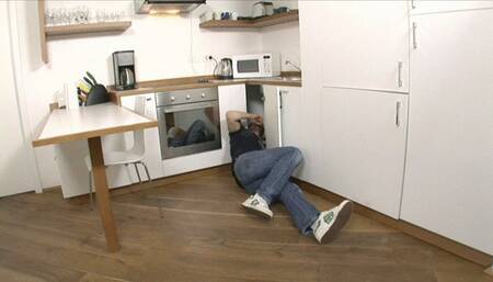 Naughty wife gets nasty and fucked doggystyle in the kitchen