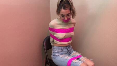 bound & gagged with hot pink duct tape