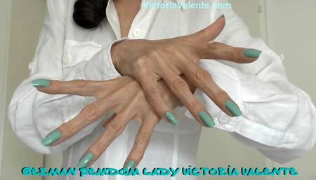 Hand Fetish Joi Clip - Blue long natural fingernails