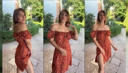 Travel to Odessa - Smoking in the yard of my hotel in a delicate dress (video 2)