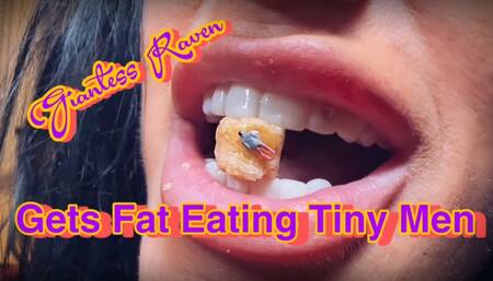 GIANTESS RAVEN GETS FAT EATING TINY MEN