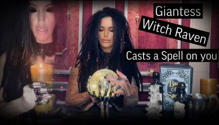 GIANTESS WITH RAVEN CASTS A SPELL