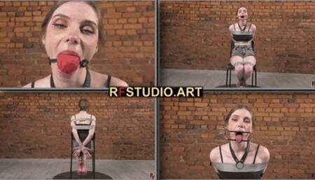 Meloxy - Tape bondage on a chair and gag test for a gorgeous lady (FULL HD MP4)