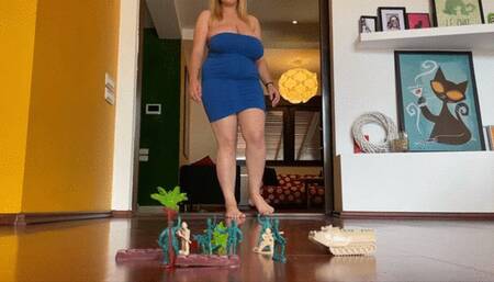 Giantess stomps on military base
