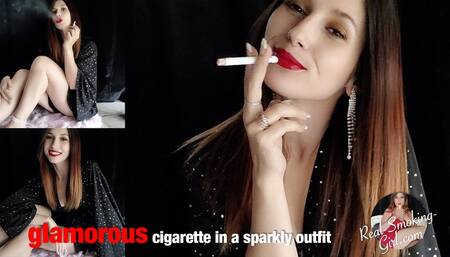 Glamorous Cigarette in a Sparkly Black Outfit