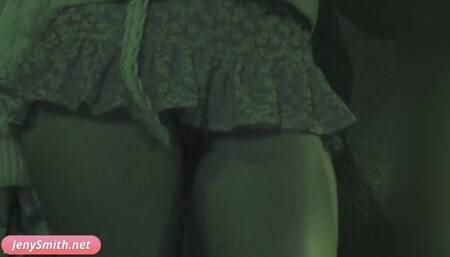 Jeny Smith flashing pussy with mini skirt. Walkin in public with no panties