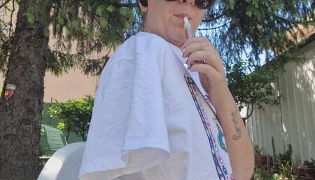 Handicap cute girl show you her boobs