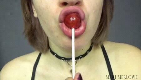 Lollipop Sucker Lick Suck and Eat Close Up - Mari Merlowe - WMV 1080p HD