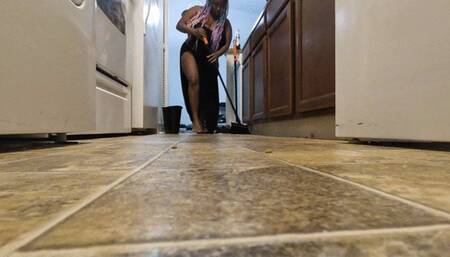 Tiny Jim Swept up with Giant Broom and Thrown in Trash POV 4k