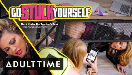 Babe Caught Her MILF Teacher Stuck Under the Desk with a Dildo !