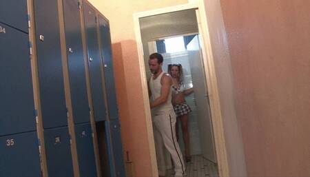 schoolgirl Karla caught cheating by boyfriend in locker room joins in for DOUBLE PENETRATION - FULL SCENE HD 31 mins