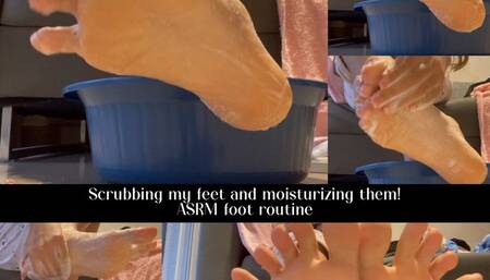 Scrubbing my feet and moisturizing them! ASMR foot routine