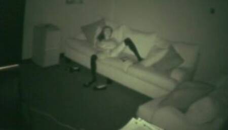 Sexy solo teen in b and w caught masturbating