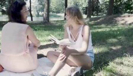 taboo sex with mother and daughter on white kitchen