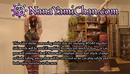 Self bondage to pole: "Master, come play with me"