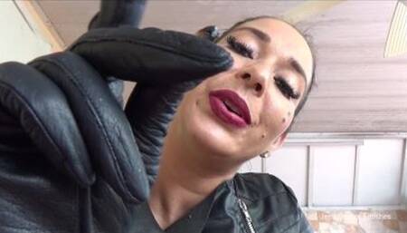 Leather smoking spitting JOI