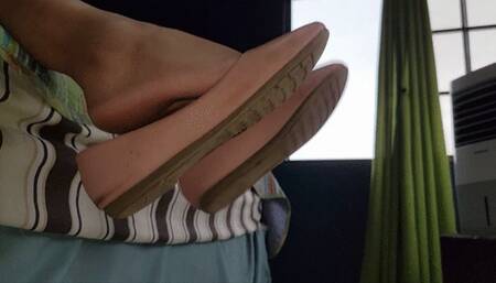 Dangling and Feet Rubbing Show In Flats  by Lilian