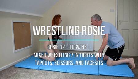 Rosie 12 - Mixed Wrestling 7 in Tights with Tapouts, Scissors, and Facesits
