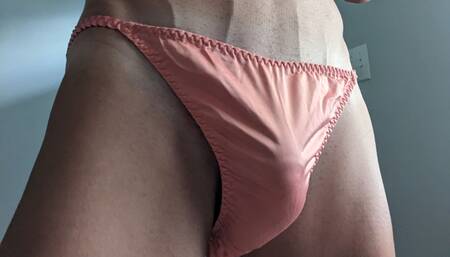 Stroke and Cumshot in Satin Panties