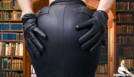 Loud Farts in Public Library - Disturbing the silence with intestinal Gas in Leather Skirt and Leather Gloves - MP4 2160p UltraHD 4K