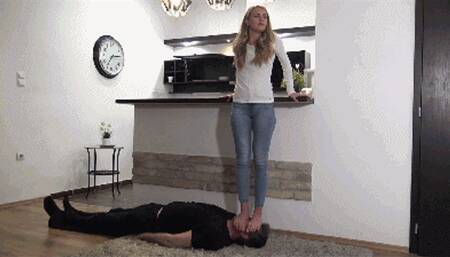 MARIANNA - I love to DESTROY your face under my feet - BRUTAL face and throat trampling, foot domination