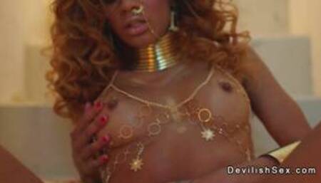 Busty ebony hard fingered and fucked interracial sex