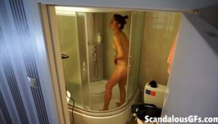 My nude girl looking incredibly hot while bathing