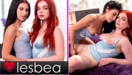 Babe Lilly Bella and big tits redhead lesbian scissoring orgasm