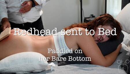 Redhead sent to Bed - Paddled on her Bare Bottom - 1080p