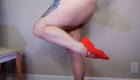Muscular Calves Flex in Red Ballet Slippers MP4 640