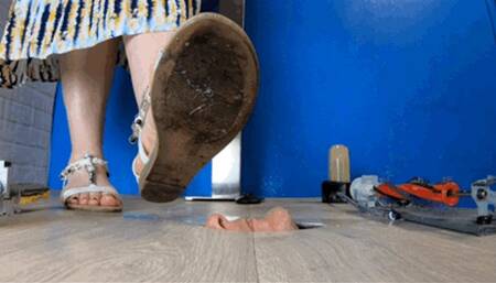 CC - Human sole cleaner , dirty flat sandals