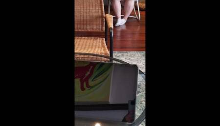 Candid asian BBW socks shaking feet