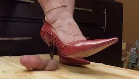 Ball Smashing with Cranberry Stiletto Pumps - iPad Quality