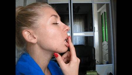 sexy wet lips and fingers (mouth)