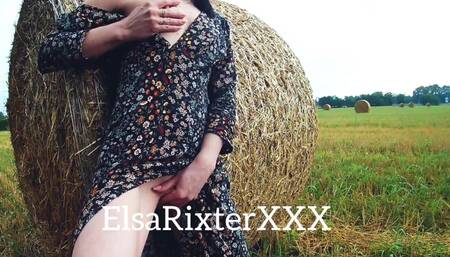 I'm an Exhibitionist Girl. My Masturbation in the Field, Flashing in Public Without Panties