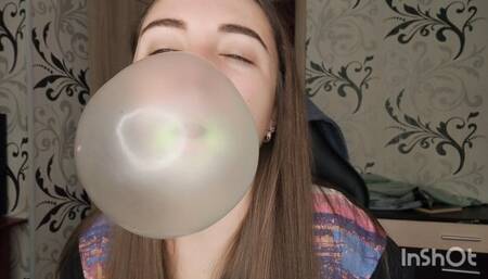 Angelica blows giant gum bubbles