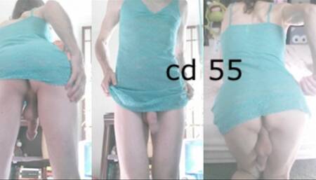 Heteroflexible K crossdressing 55: slender fit older hung twunk transvestite little blue dress