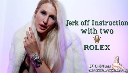 Two Rolex JOI Golddigger wife in real rabbit Fur Coat wristwatch fetish cum countdown