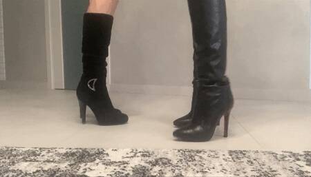 We tap toe and heel in black boots D d