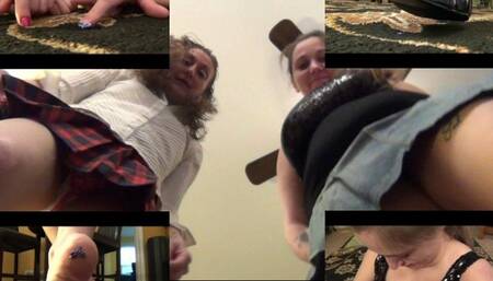 Candi and Angie get revenge on tiny man