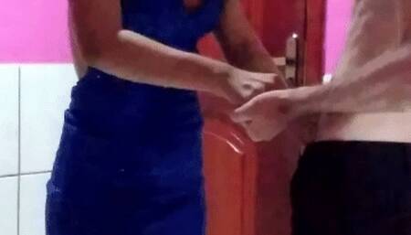 Aggressive clawing from the blonde South American woman