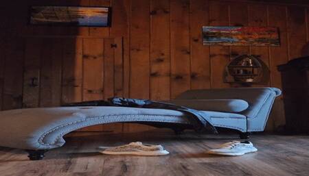 horny in wind pants in the woods