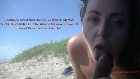 Caribbean Island Nude Beach Sex (Part1) - My Wife Sucks BIG BLACK COCK In Public In full view of voyeurs! One of them asks "can I watch?" MP4